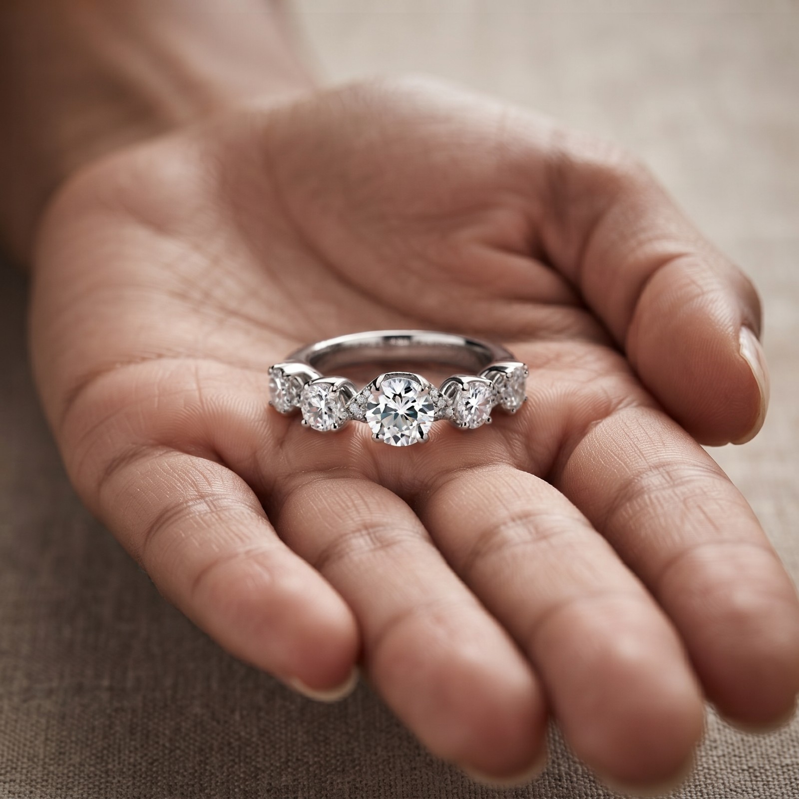 Round Cut 3.50 Carat Natural Diamond Solid 18K White Gold Romantic Ring Gift