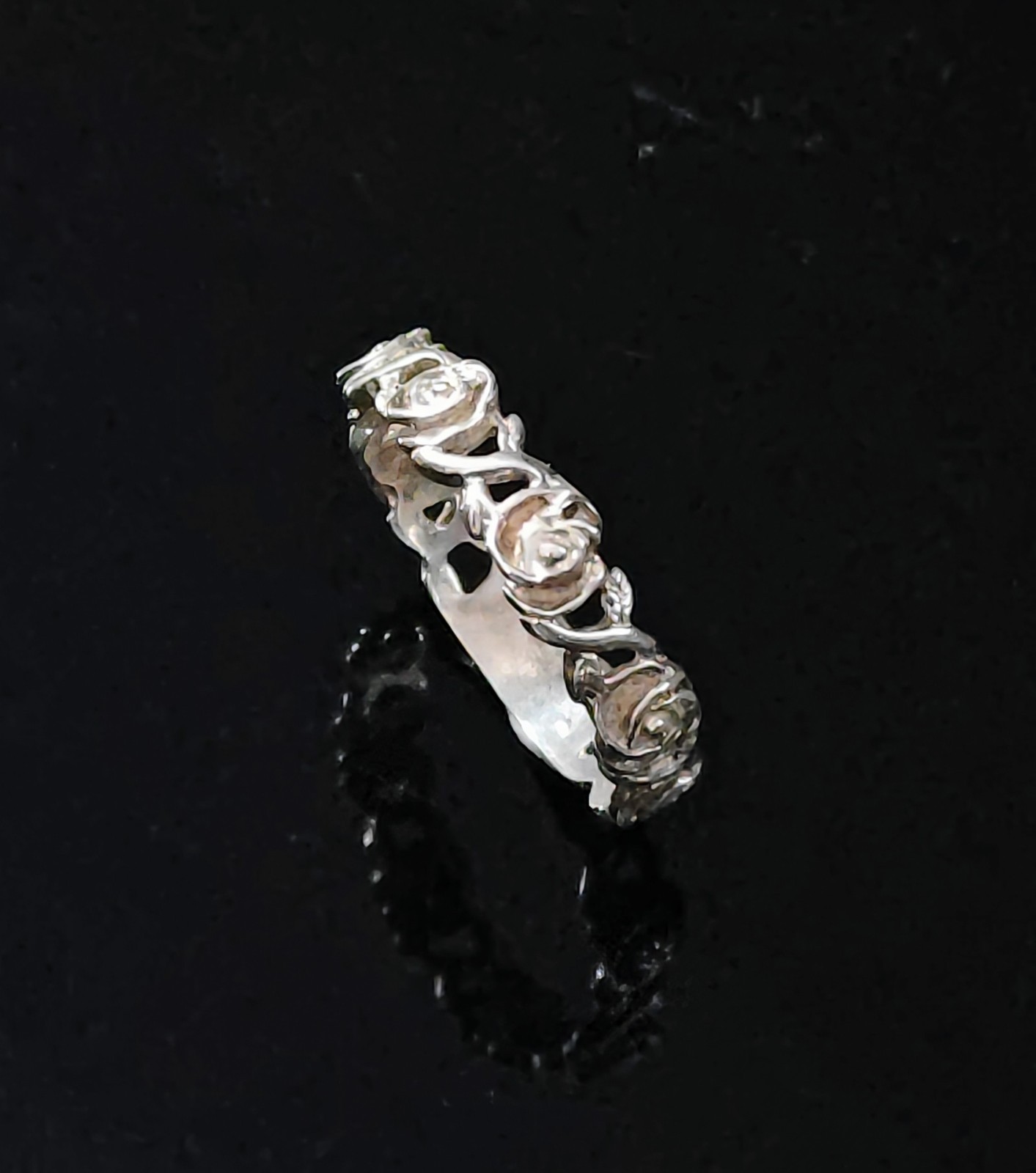 Vintage Sterling Silver 925 Rose Chain Band Ring Size 10 3mm Wide 2.6 Grams 925