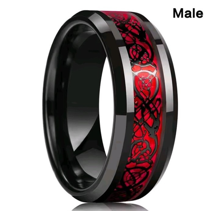 Enchanting Red Black Couple Ring His/Her Made for Lovers Valentine’s Day Edition