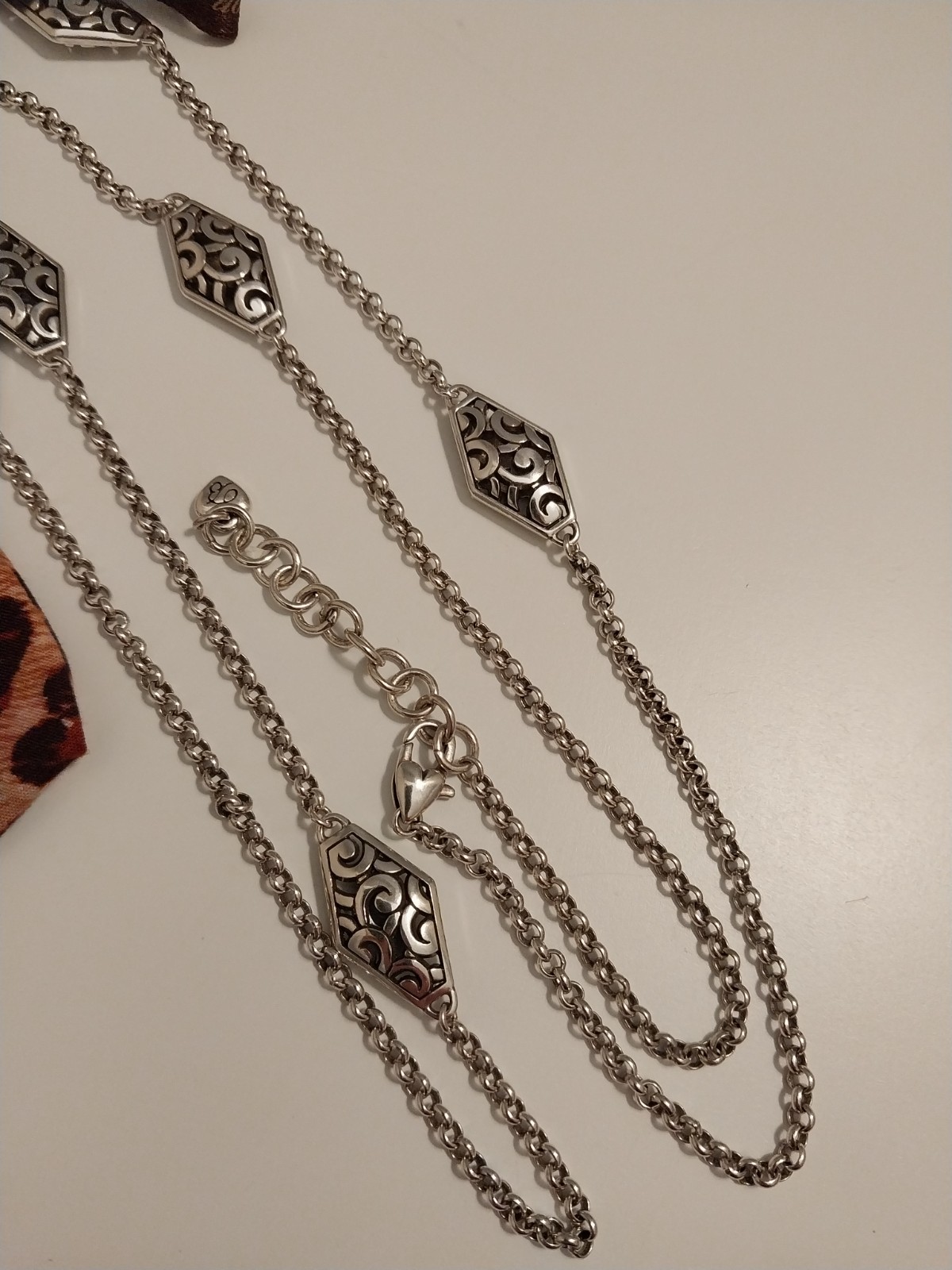 💗Brighton Necklace “Deco Link”, Long 40″,Beautiful NWOT Cloth Bag💗