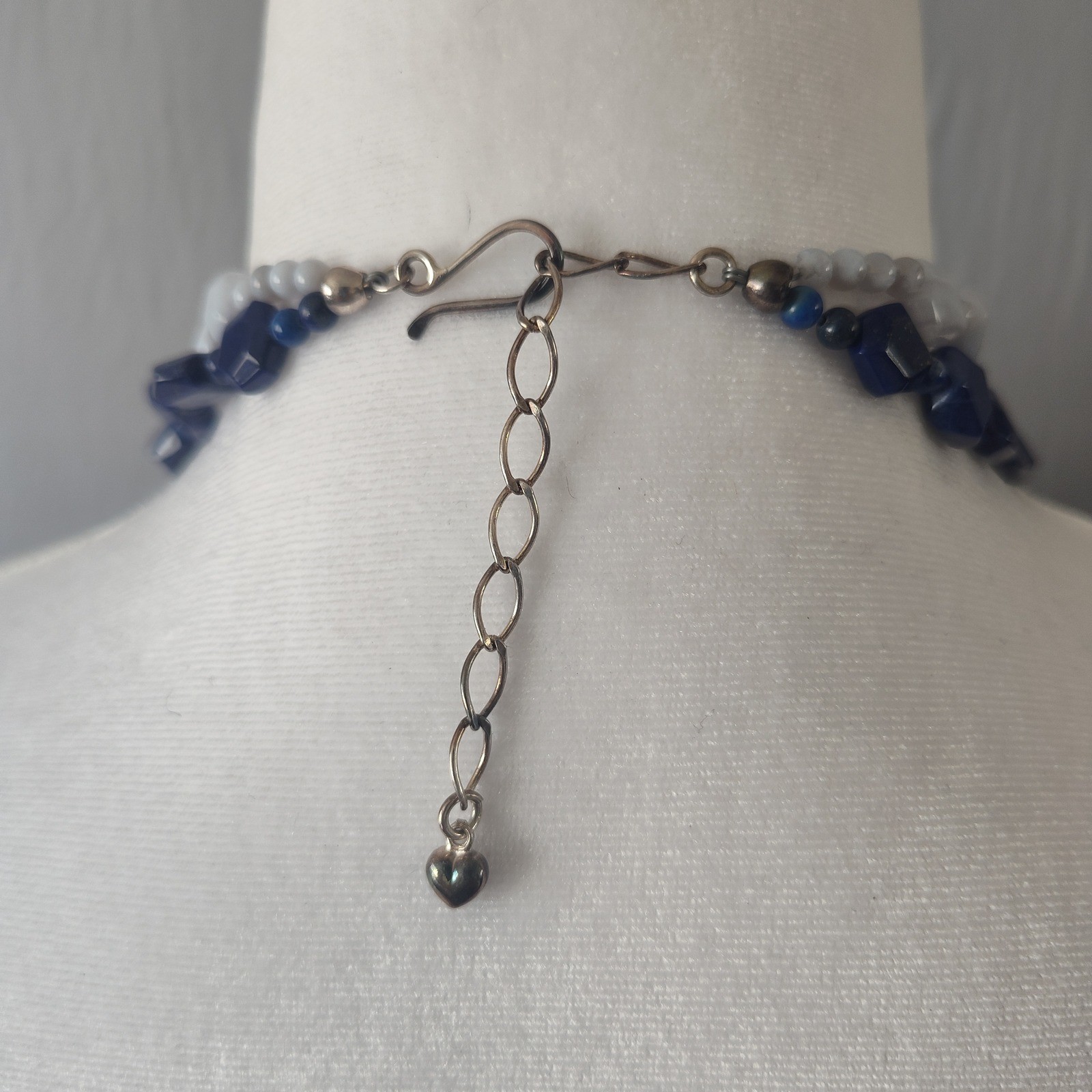 Vintage Lapis Lazuli Blue Lace Agate Double Strand Beaded Necklace 21in DW1151