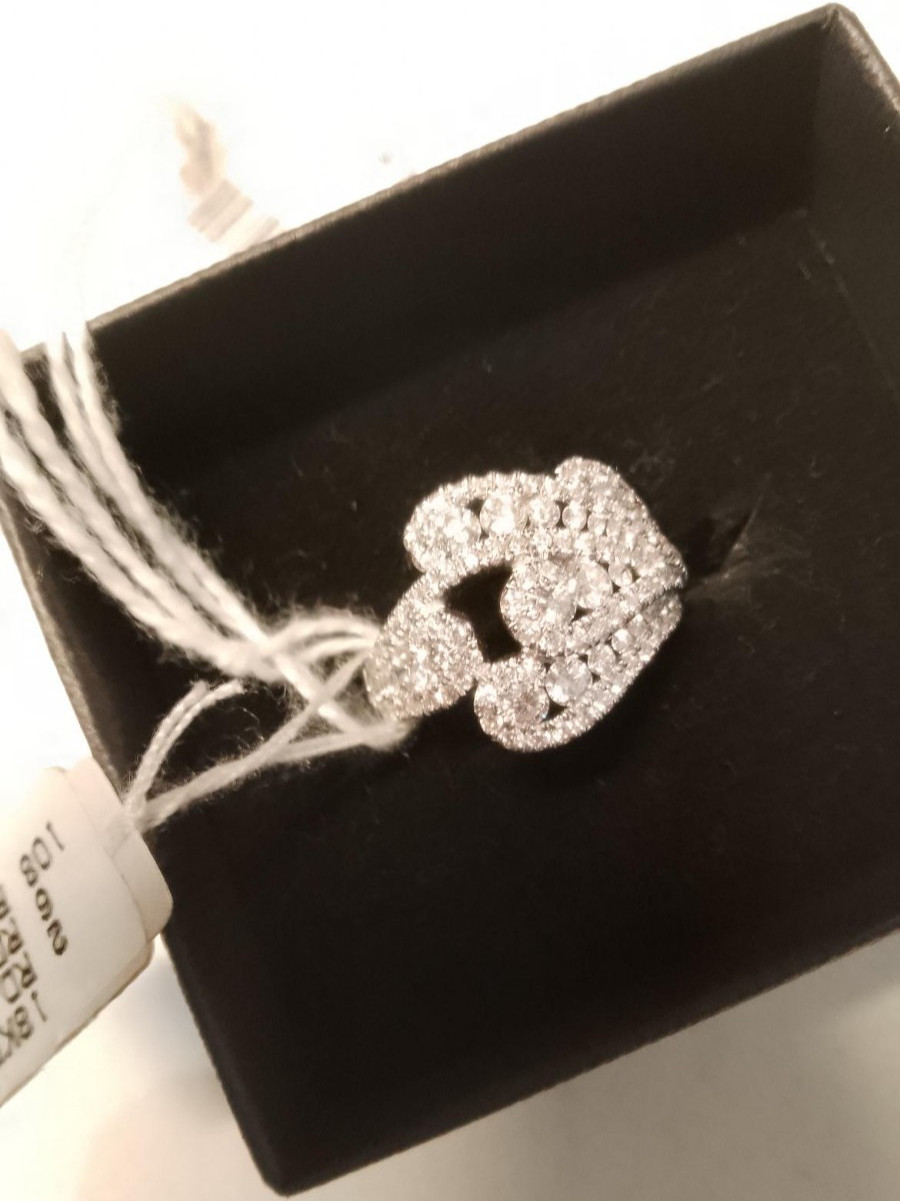 18k White Gold Diamond Ring. TDW 1.58ct. Claster Dress ring. M size. New/tag/box