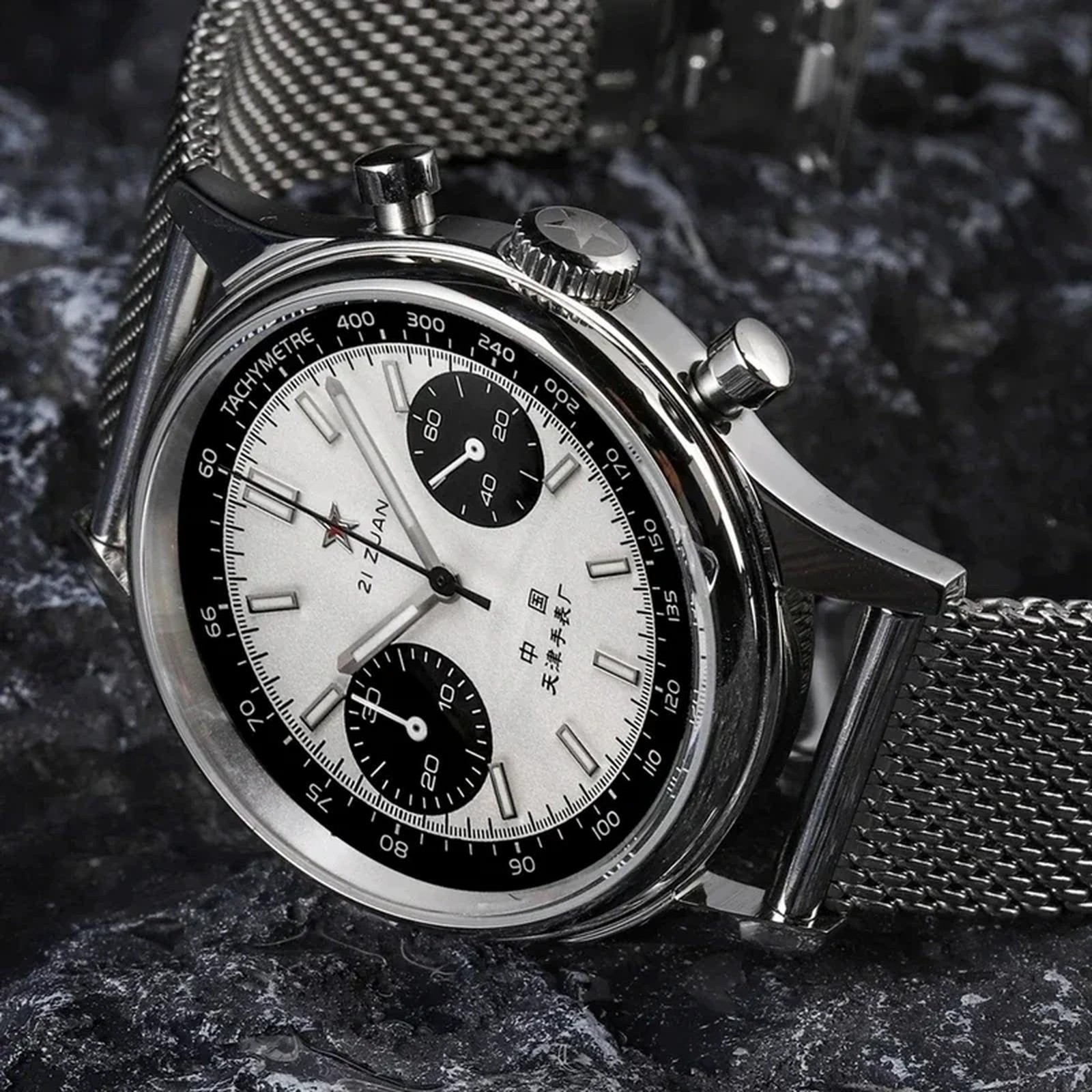 Seagull 1963 ST1901 Panda Chronograph Mesh Bracelet