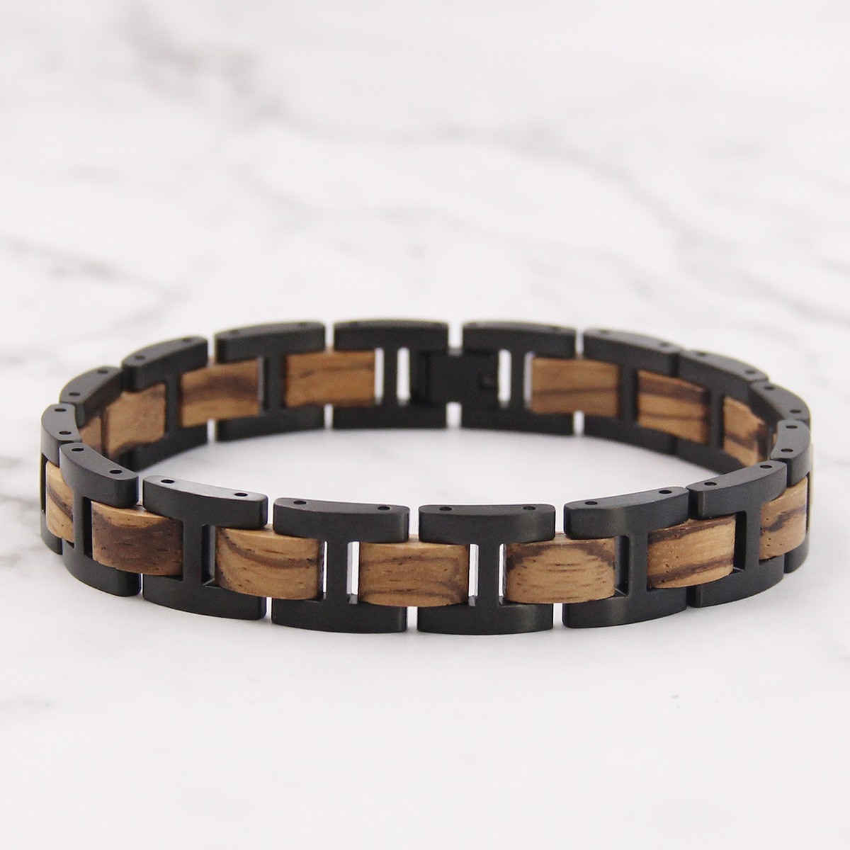 Handmade Wood Bracelet Wood and Stainless Steel Bandlet for Men Wood Gift to Him