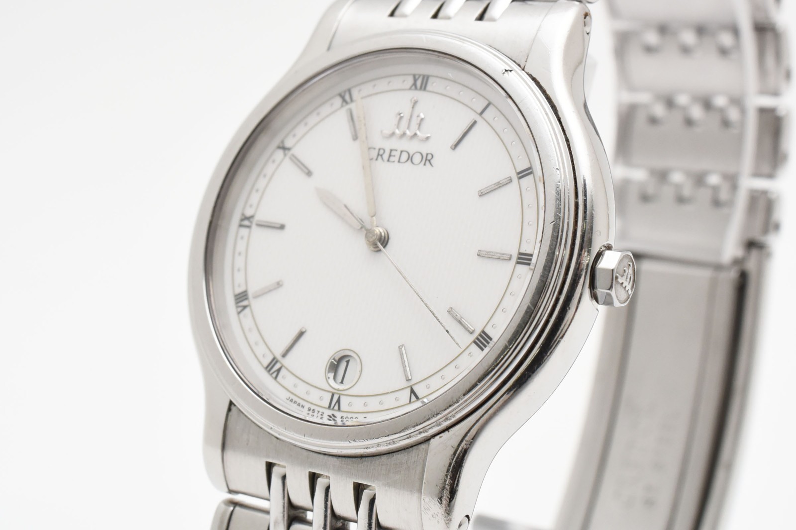 Vintage Exc+5 SEIKO Credor 9572-6000 White Dial Quartz Men Watch From JAPAN