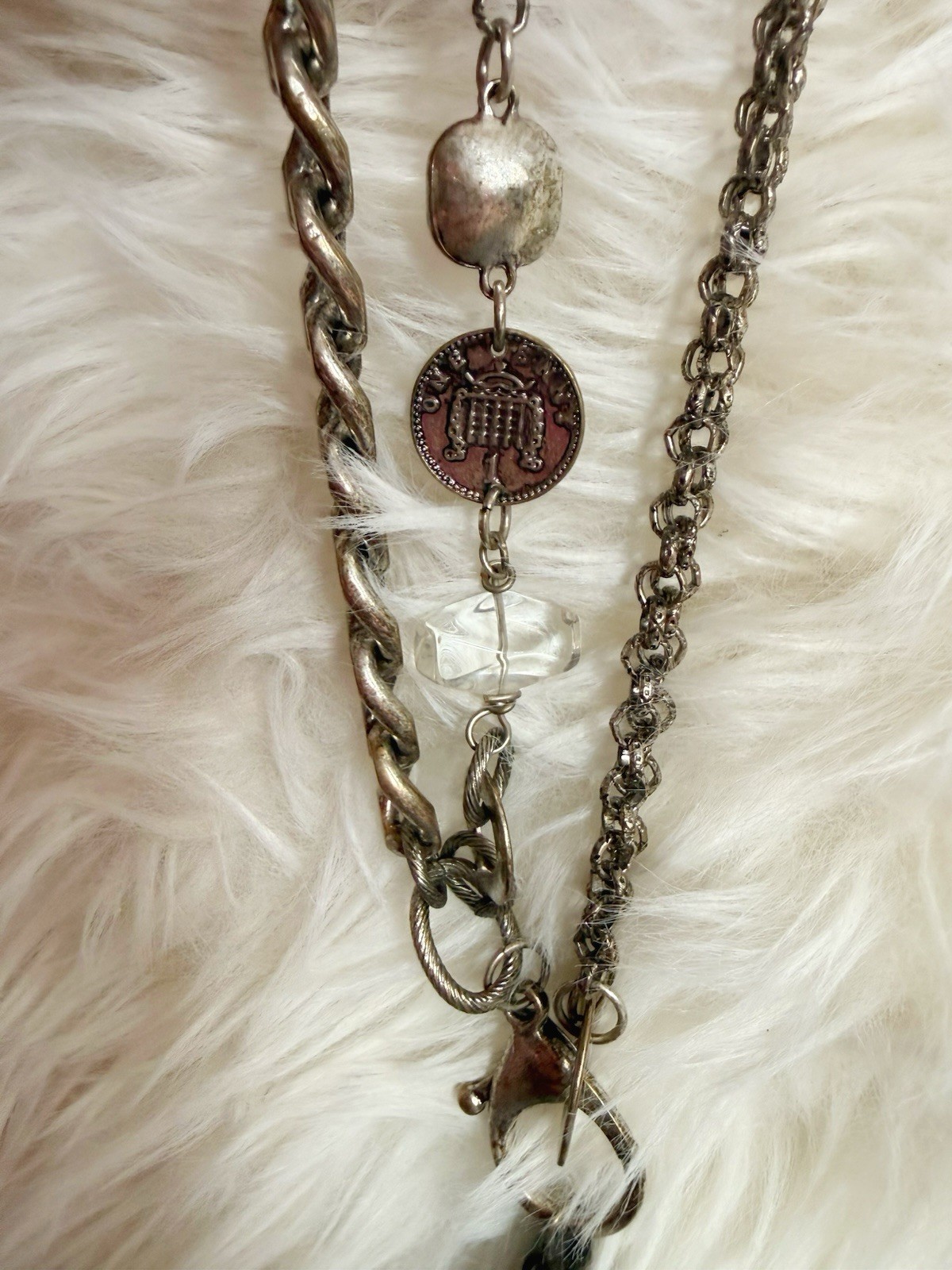 Art by Amy Labbe OOAK Mixed Media Stone Charm Statement Necklace