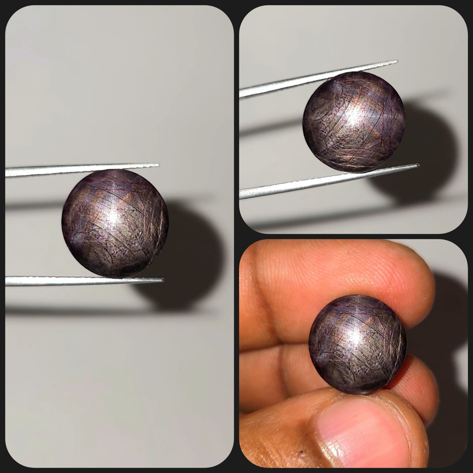 Natural Star Sapphire Cabochon 14.85 ct Black Oval untreated loose gemstone