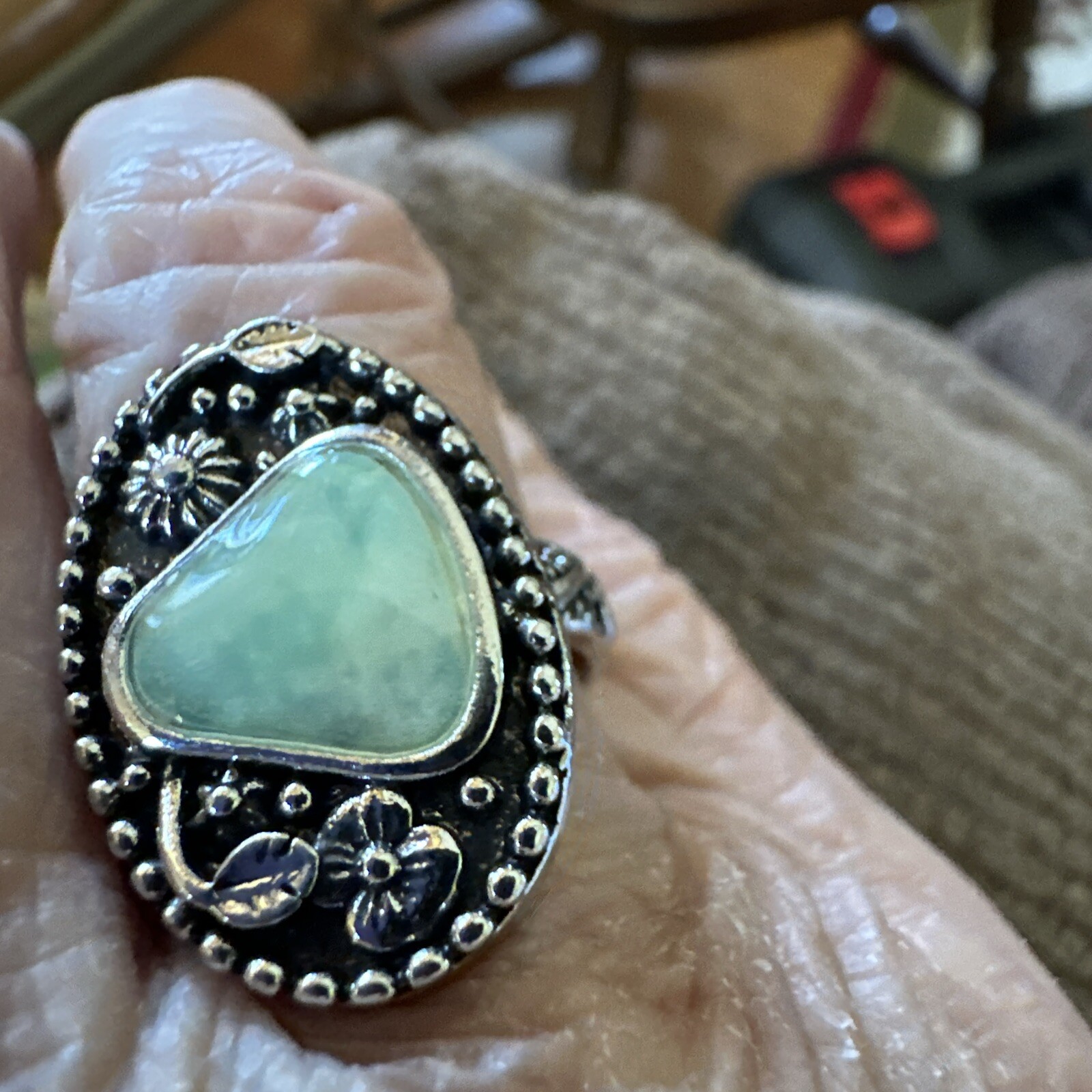 Bohemian Style Size 7 Ring With Copper Alloy And Floral Details
