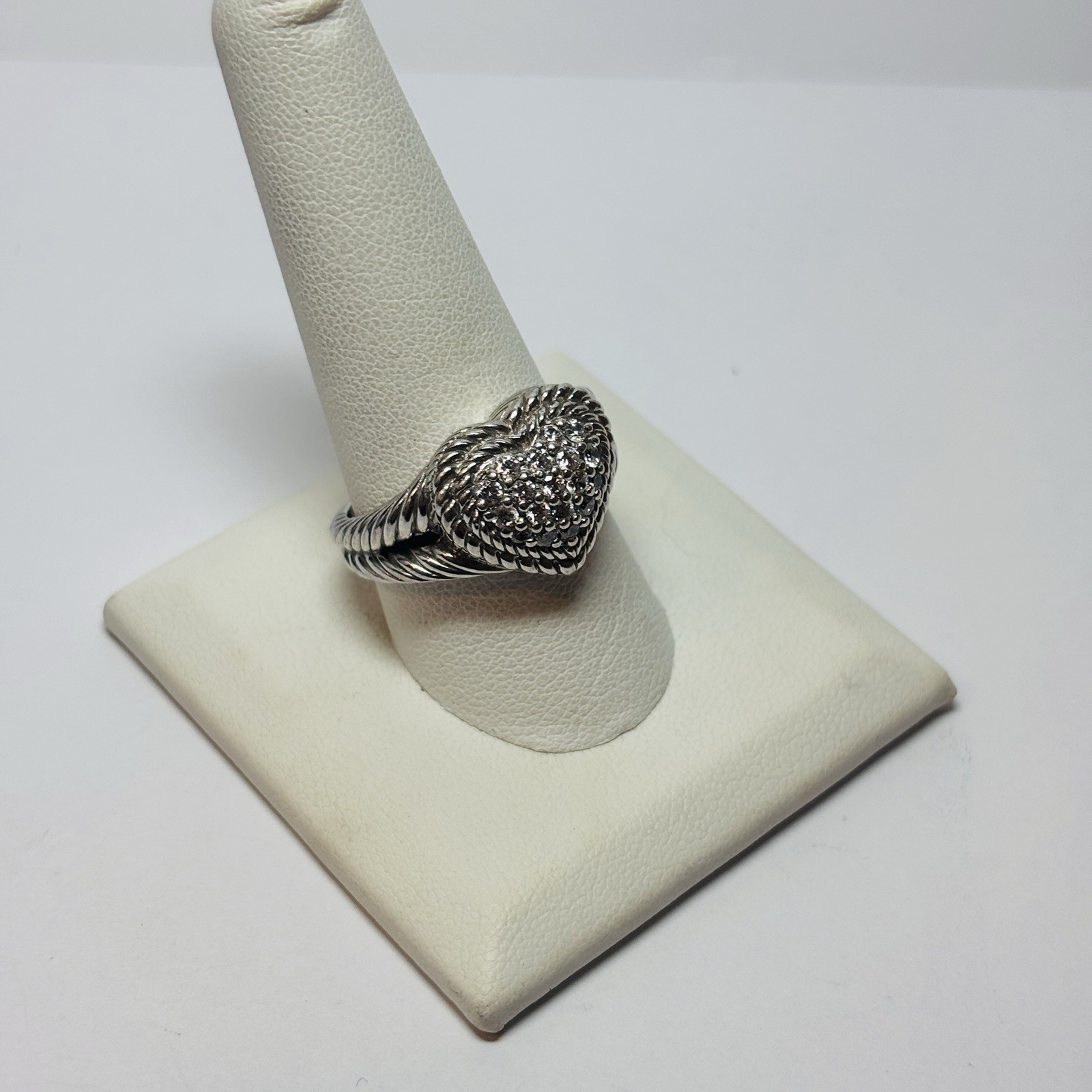 Judith Ripka Sterling 925 Silver Heart CZ Ring Size 10 – .31