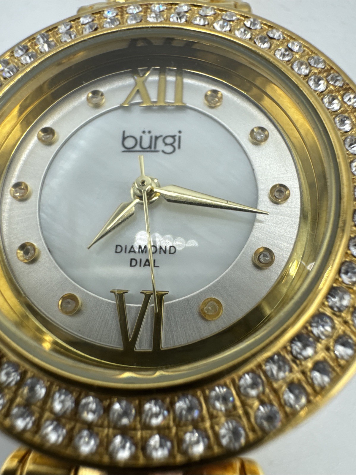 Burgi Women’s BUR126YG Diamond & Crystal Accented Mother-of-Pearl Dial Untested