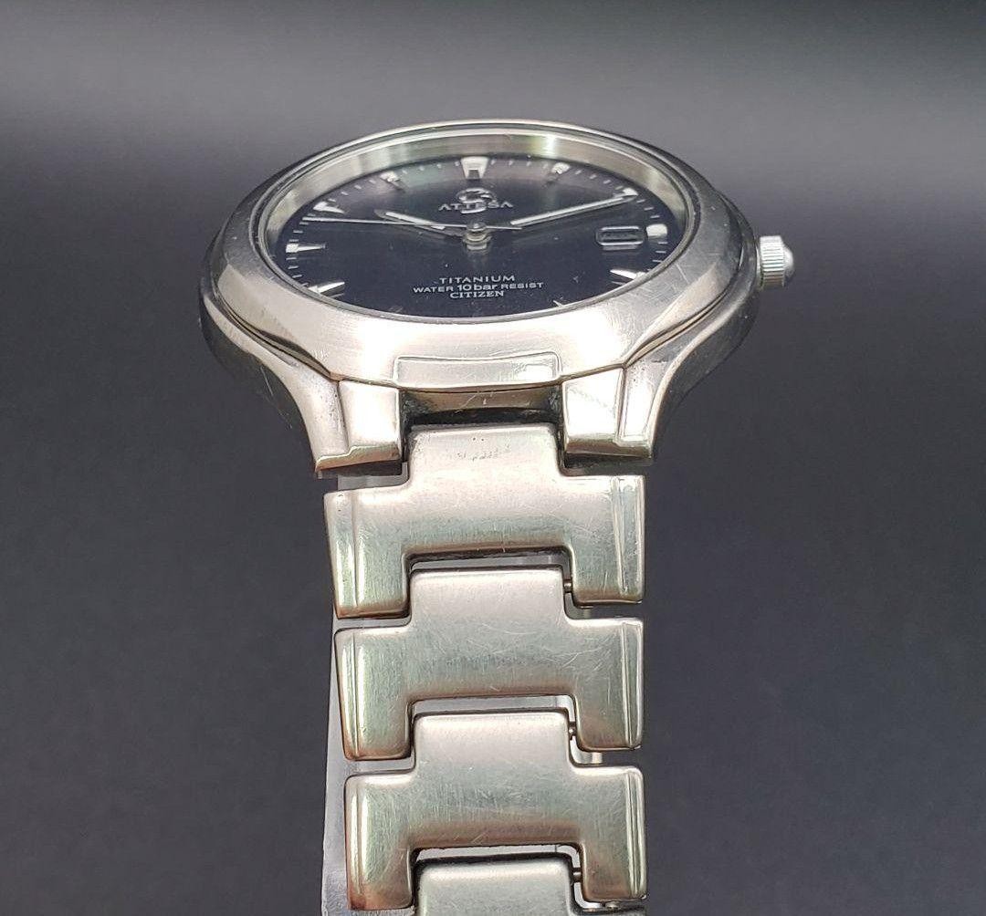 Citizen Attesa Solar Titanium Navy Dial Watch, in good working order, battery re