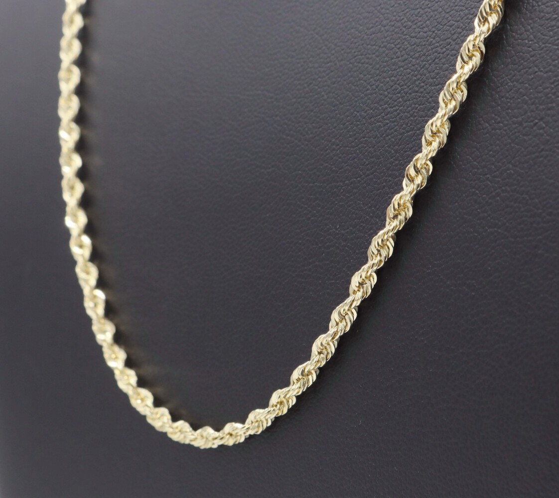 High Shine 10KT Yellow Gold 2.9mm Wide Solid Rope Chain 20″ Necklace – 11.09g
