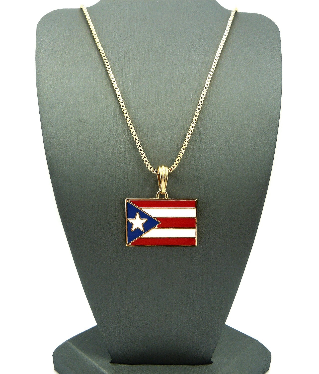 CHOOSE YOUR NATION COUNTRY FLAG PENDANT 2mm/24″ BOX CHAIN NECKLACE