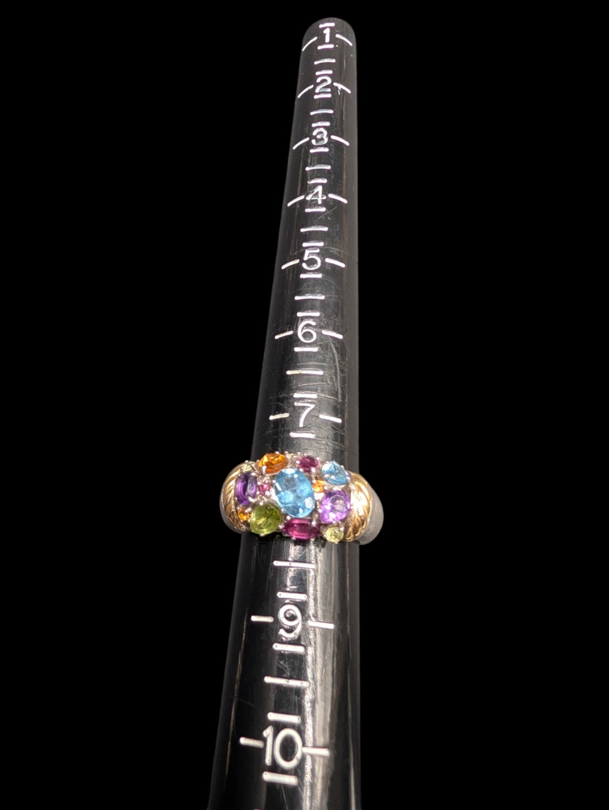 EFFY Sterling Silver 925 Gold Accent Multi Gemstone Cluster Ring Size 8