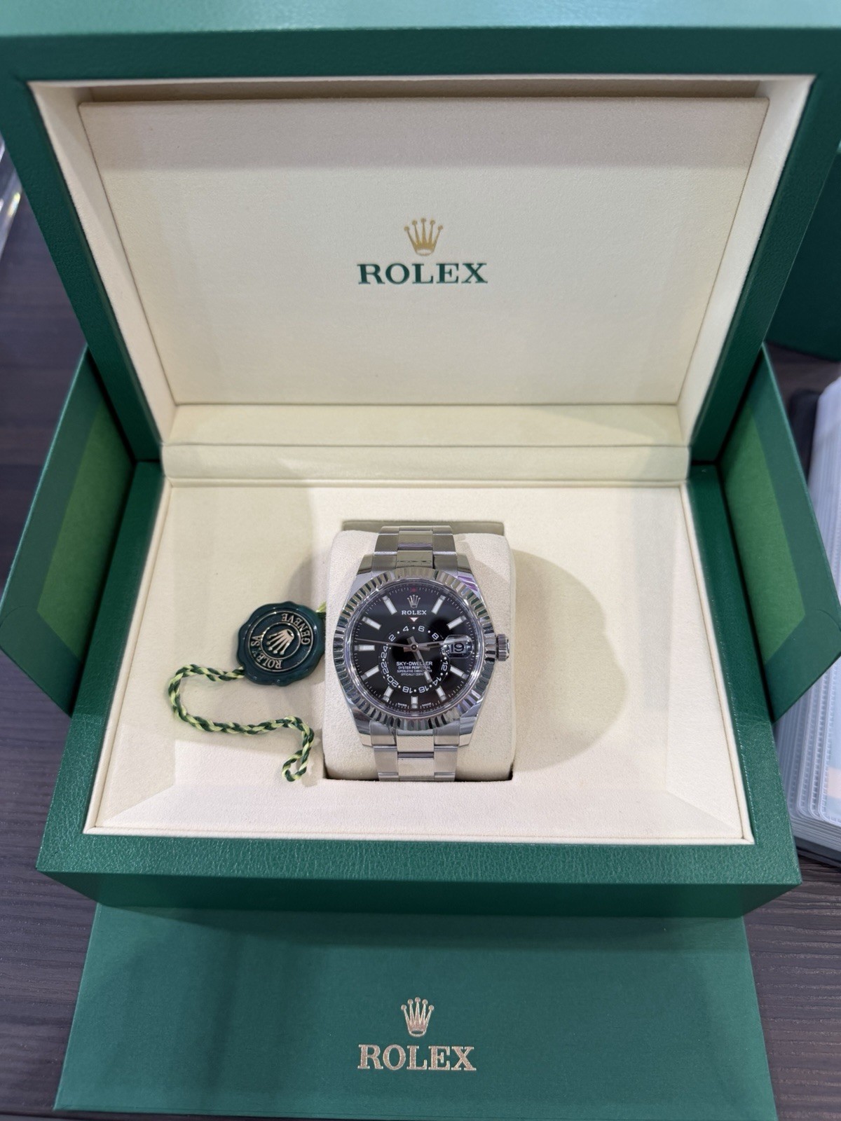 Rolex Sky-Dweller Steel & 18k Gold Bezel Black Dial 42mm FULL SET!! ‘2020 326934