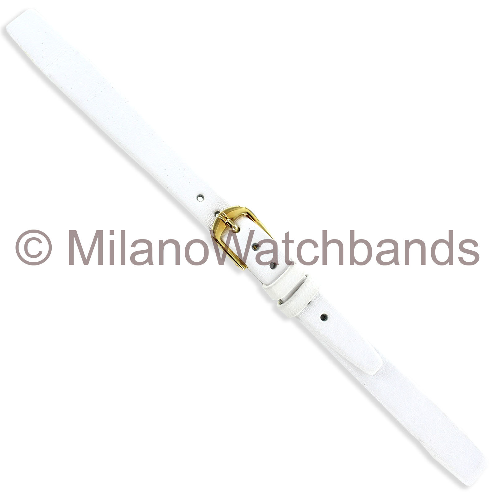 10mm Hirsch White Quality Calf Ladies Flat Unstitched Open Ended Watch Band