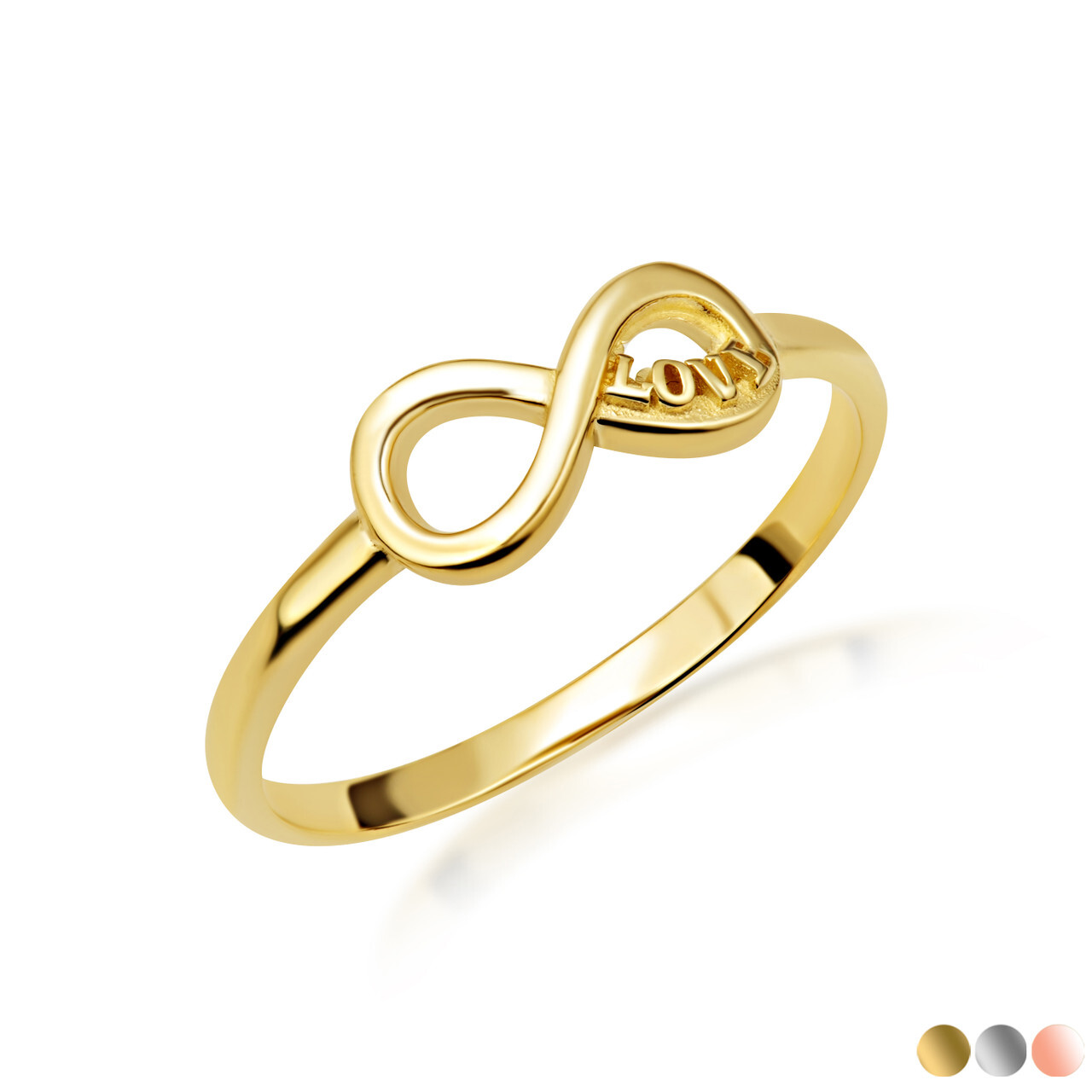 Gold Infinity “Love” Script Ring (Available in Yellow/Rose/White Gold)