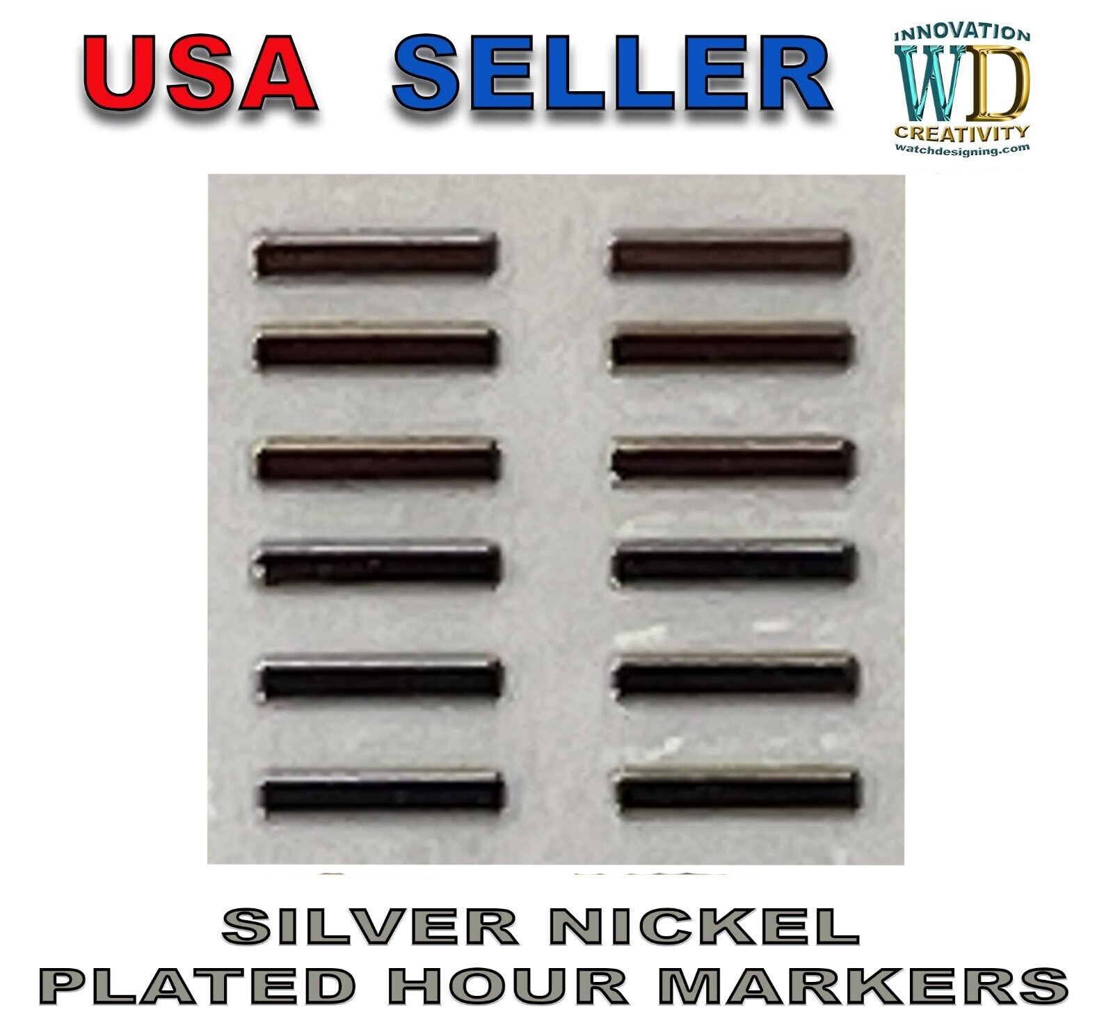 Watch Dial Hour Markers SILVER 12 pieces Indices Indexes Numerals Dots Bars