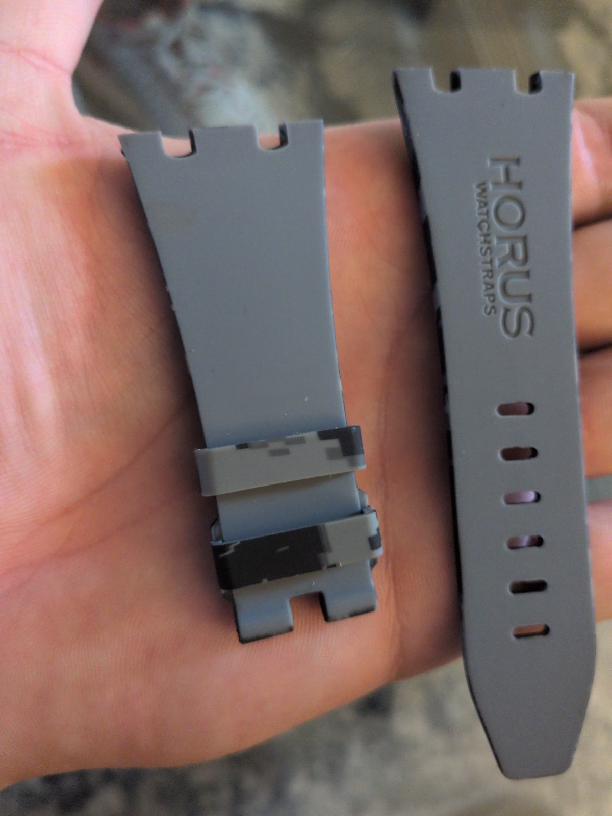 HORUS Audemars Piguet Offshore Rubber Strap Graphite Digital Camo Deployant NEW
