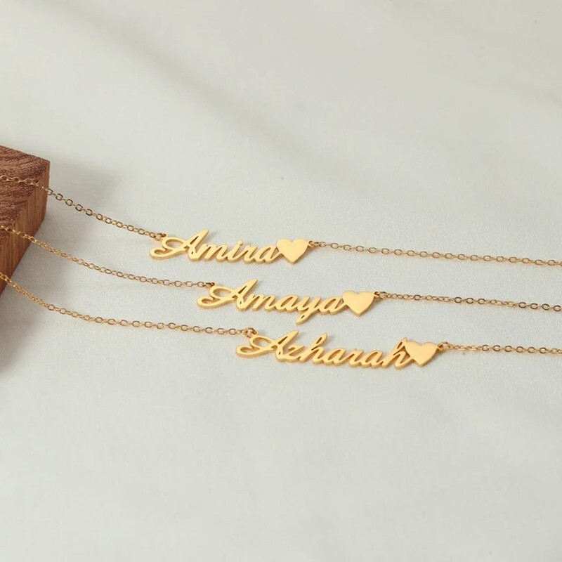 Personalized Custom Name Necklace Women Stainless Steel Nameplate Pendant Gift