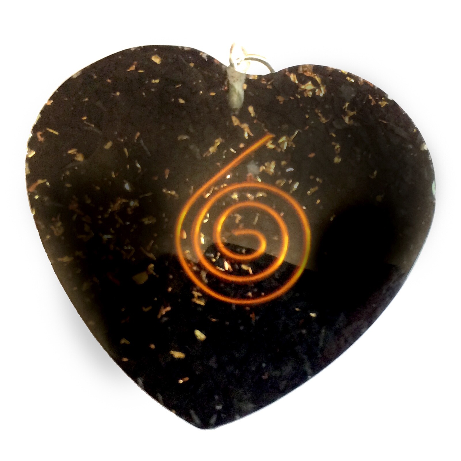 Shungite Crystal Orgonite Pendant Copper Spiral Orgone Handmade Necklace Reiki