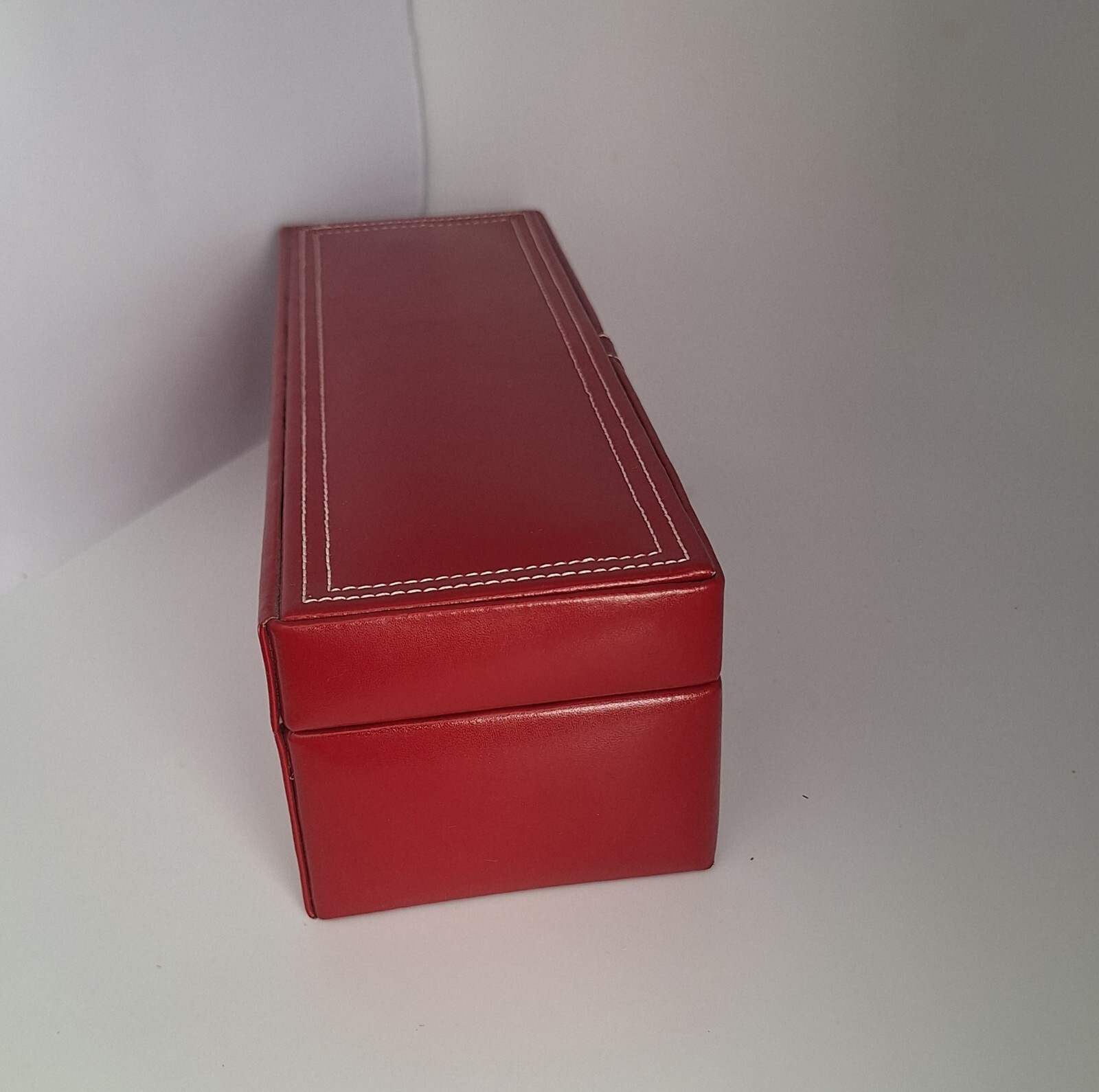 Red Faux Leather Jewelry Box 11″ 3 Piece Fabric Lined Travel Multi Compartment