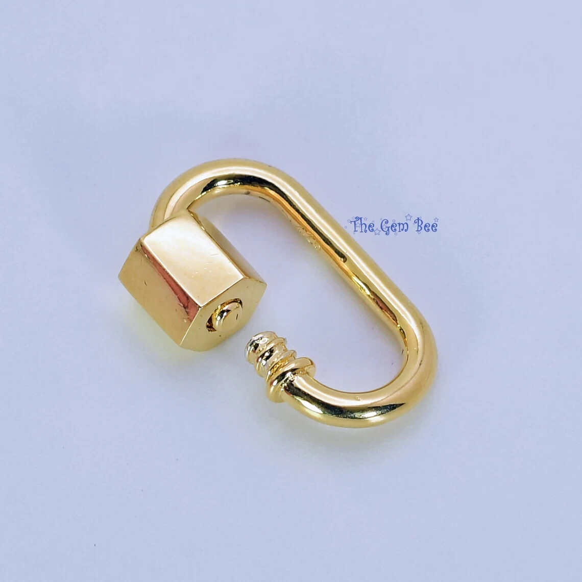 11.8×18.5mm Gold Vermeil Charm Holder Screw Carabiner Lock Enhancer Pendant