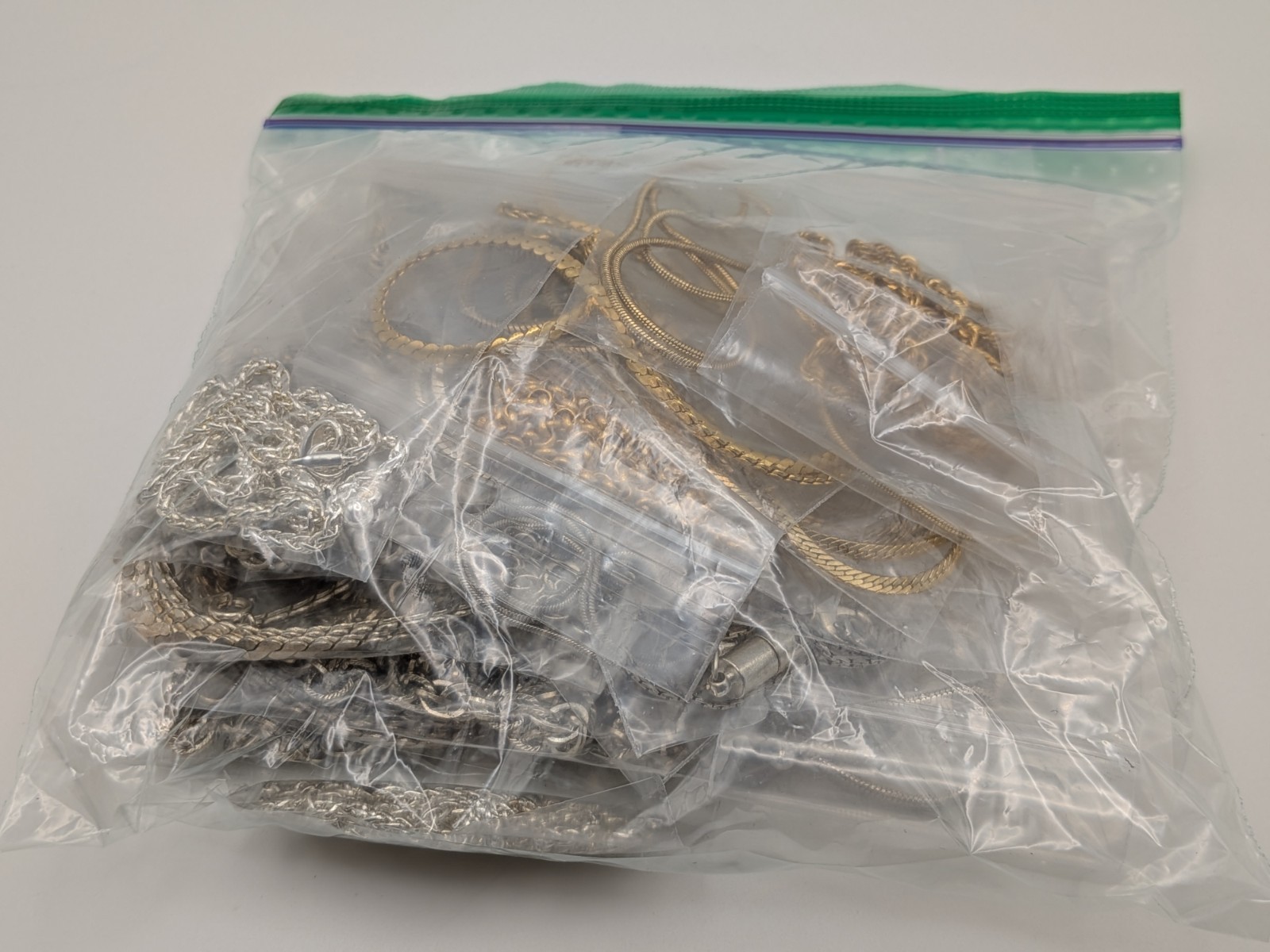 Lot of 22 Gold and Silver Tone Necklaces Mostly Larger Diameter 15-30 Inches