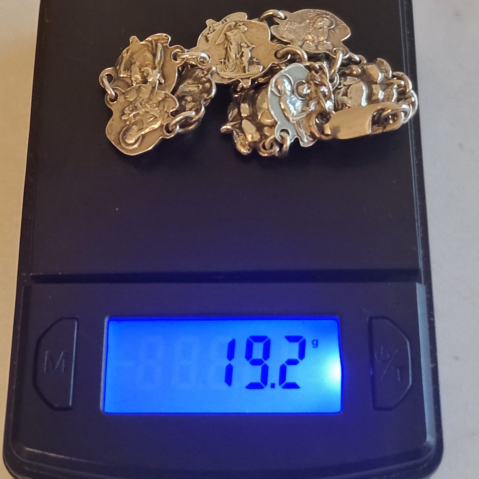 Sterling Silver Vintage Religious Rose Catholic Saint Prayer Bracelet Virgin M
