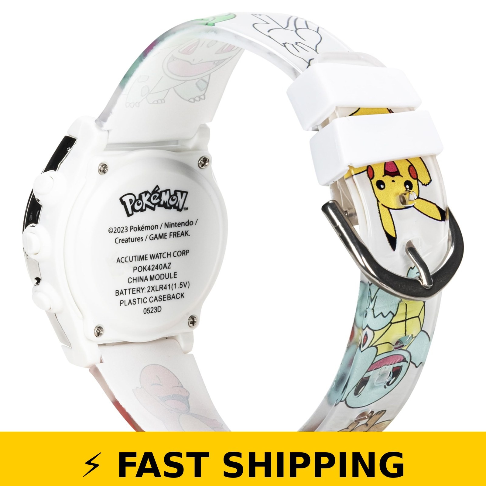 Accutime Kids Pokemon Pikachu Digital Watch – White