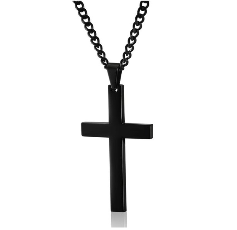 60Cm Cuban Chain With Cross, Mirror Polished, Men’s And Women’s Jewelry