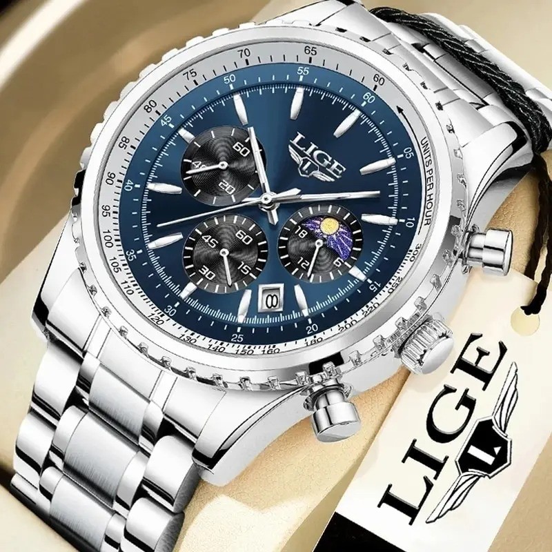 LIGE 2024 Top Brand Luxury New Men Watch Quartz Man Watches Waterproof Luminous