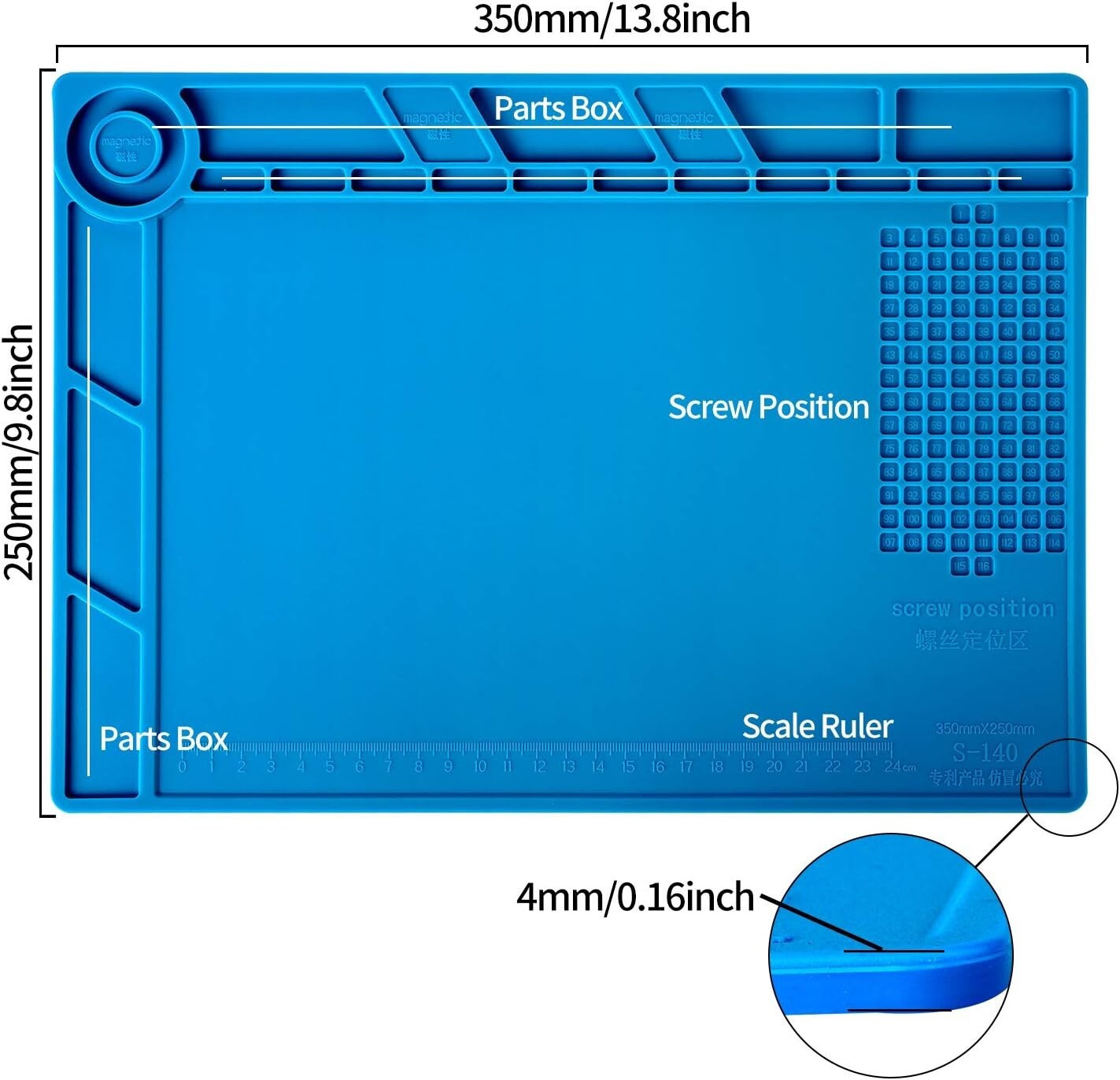 Watchmaker’s Silicone Rubber Bench Mat Pad Anti-Slip Jewelry Watch Repair Tools
