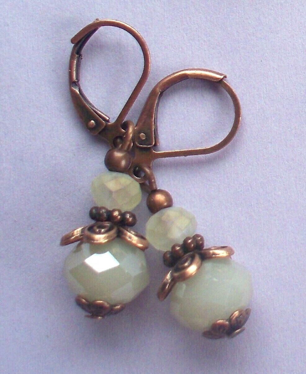 Frosted CHAMPAGNE CRYSTAL drops Leverback handcrafted YOU CHOOSE XX