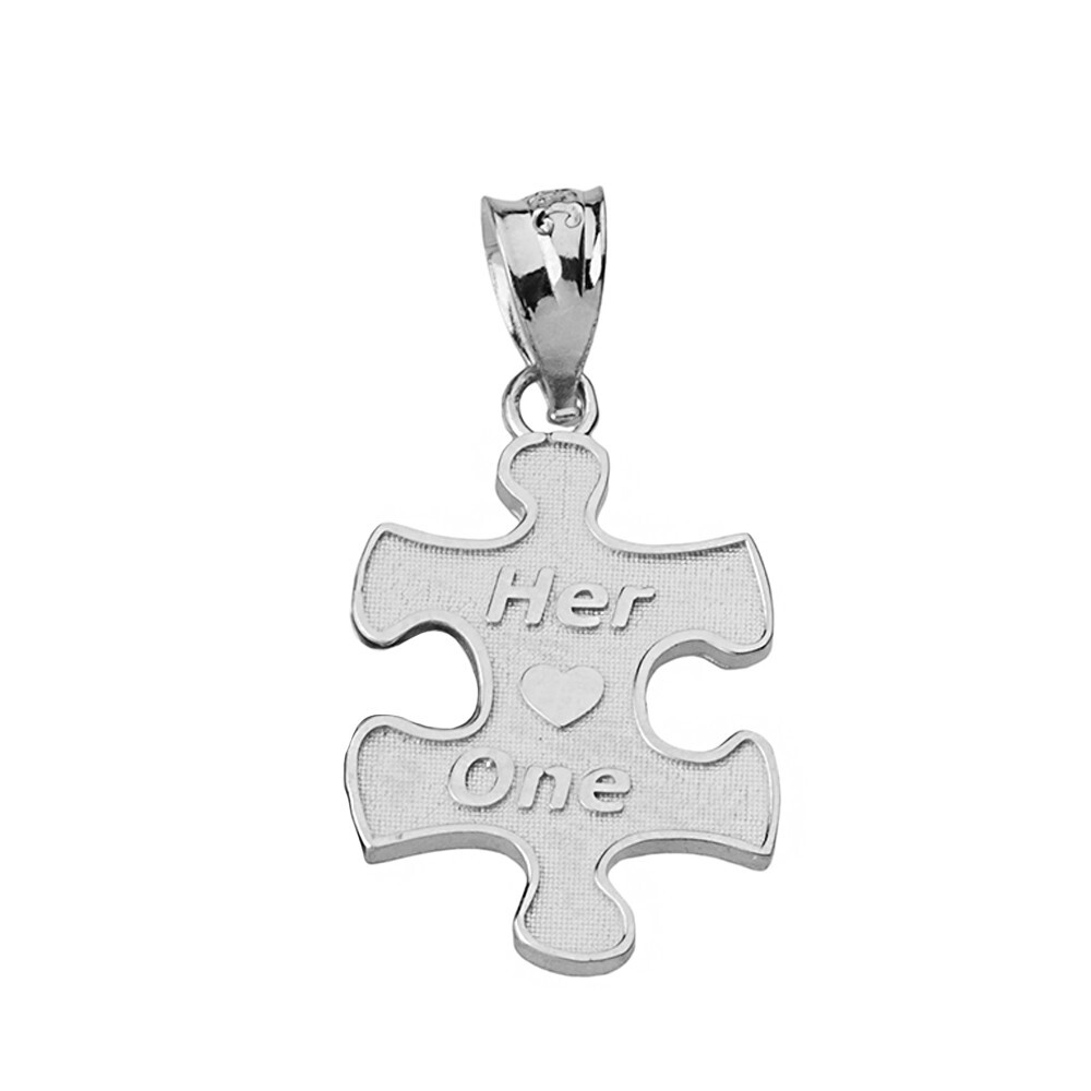 Sterling Silver Her One His Only Break Apart Puzzle 2 – Piece Pendant Necklace