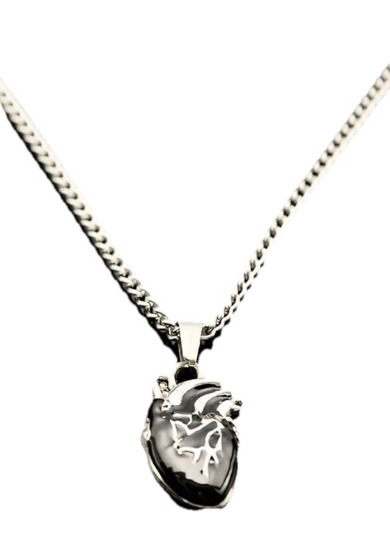 Anatomical Black Heart Necklace 55cm Pendant Punk Gothic Men’s Woman’s Gift
