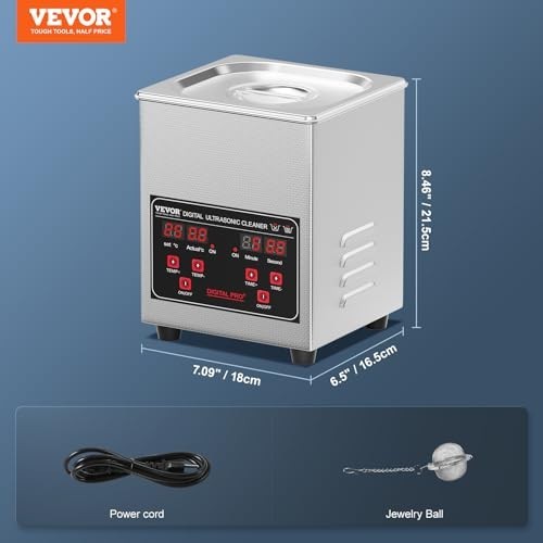 Professional 1.3L Ultrasonic Cleaner 60W with Timer & Heater for Jewelry, Watche