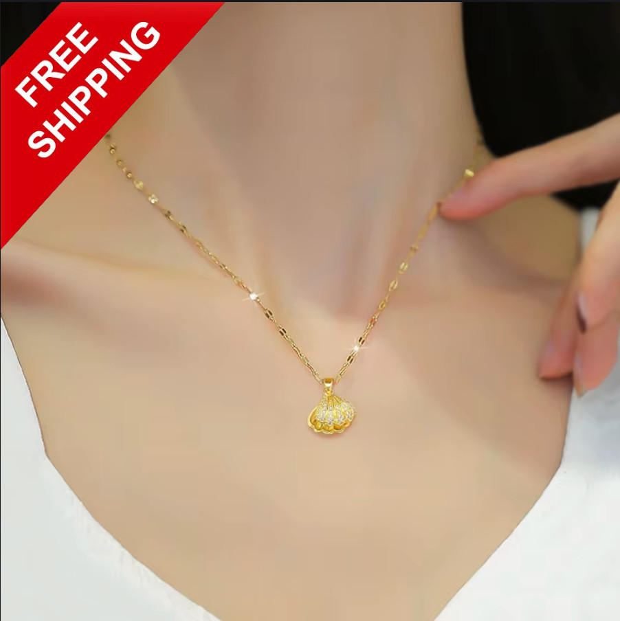 Luxury Gold Classic Shell Pearl Necklace Pendant Women’s Fashion Jewelry