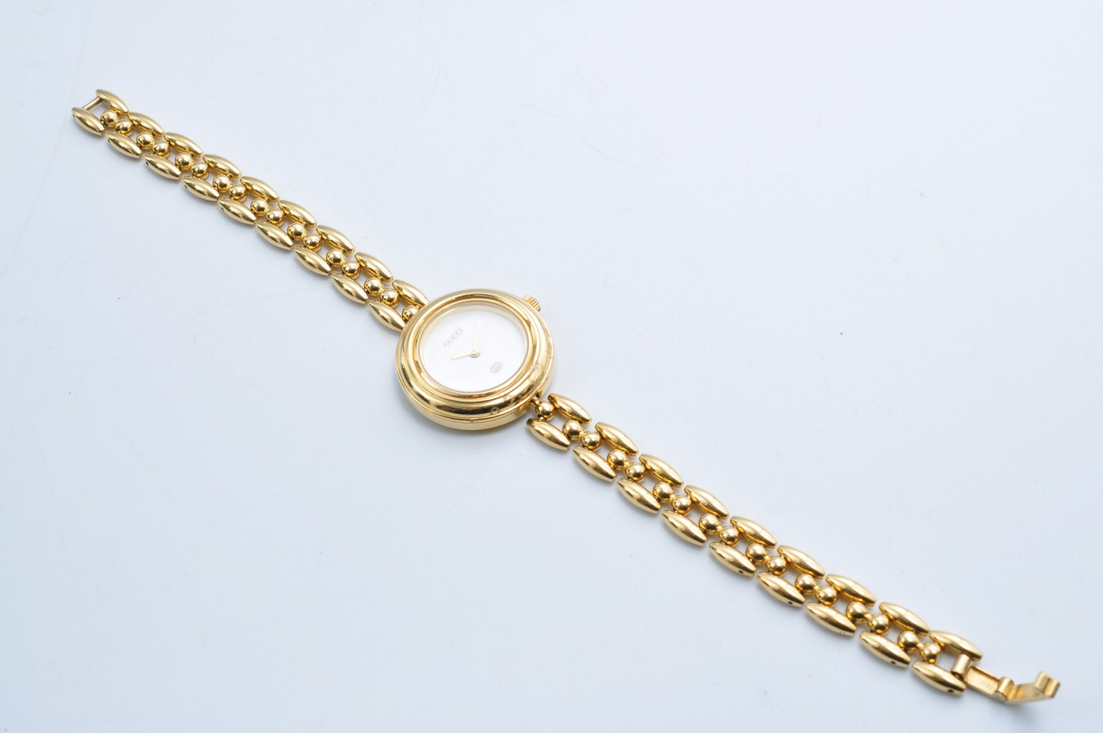 Gucci 11/12.2 Change Bezel Watch Gold Tone Rice Link Band w/6Bezels,Box w-11131