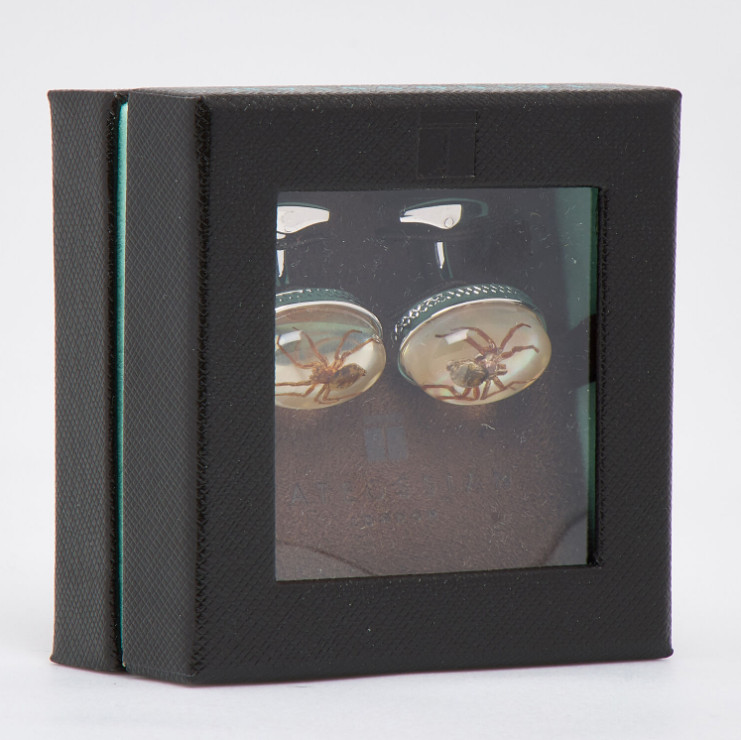 TATEOSSIAN Silver Tone Spider Oval Cufflinks Brand New Fast Shipping