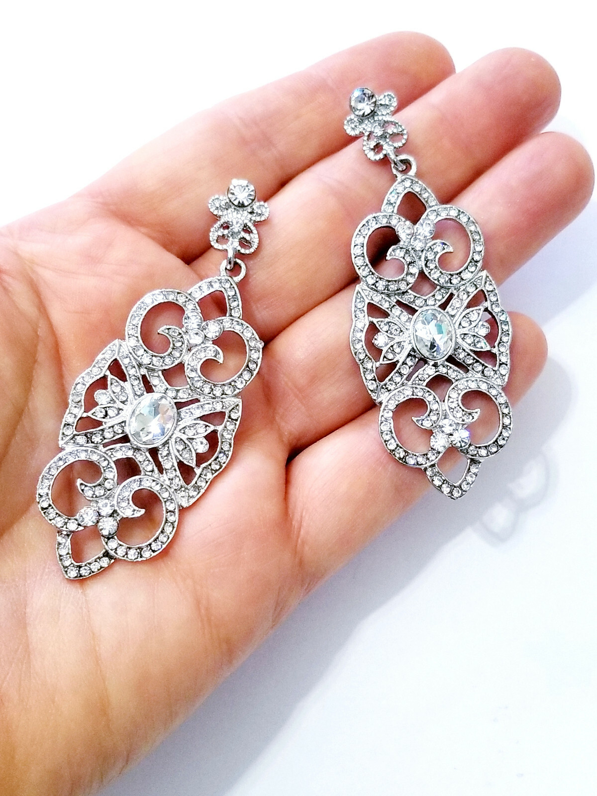 Chandelier Drop Dangle Earrings Rhinestone Austrian Crystal 2.8 in Clear