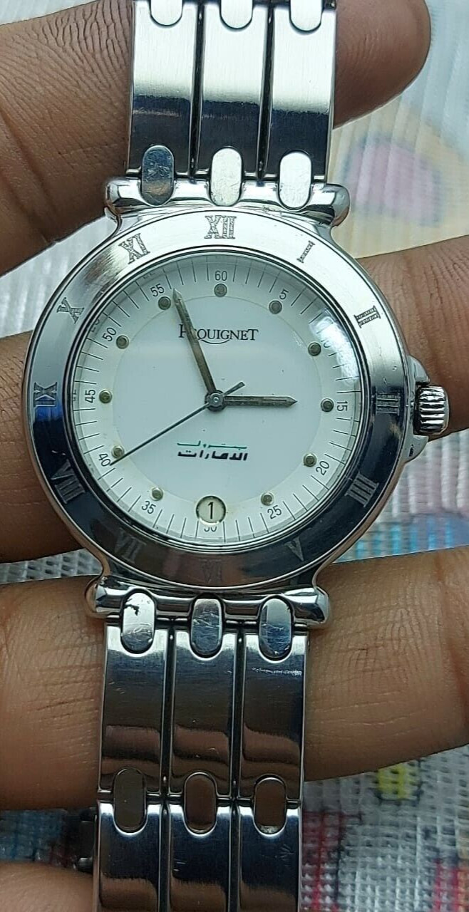 Pequignet Watch U.A.E Gifted Dial All Steel Mens Quartz 37mm Sapphire Crys Swiss