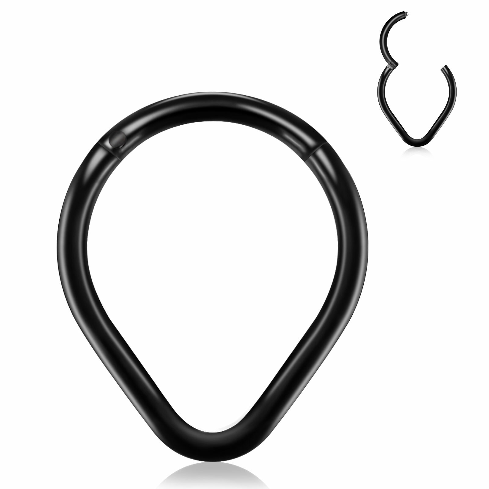 316L Surgical Steel 16G Hinged Tear Drop Segment Septum Clicker Tragus Nose Ring