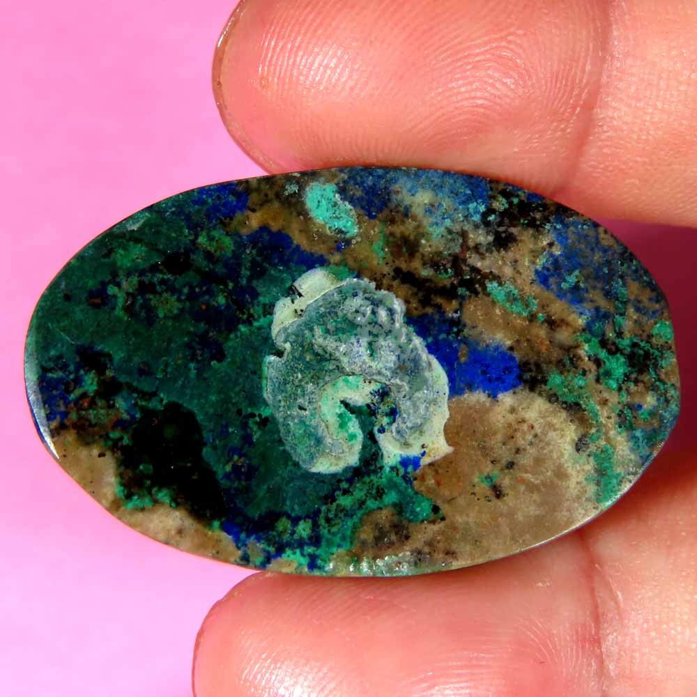 57.55Cts 100%Natural ammazing Azurite Malachite Oval Cab 23x37x6mm Top Gemstone