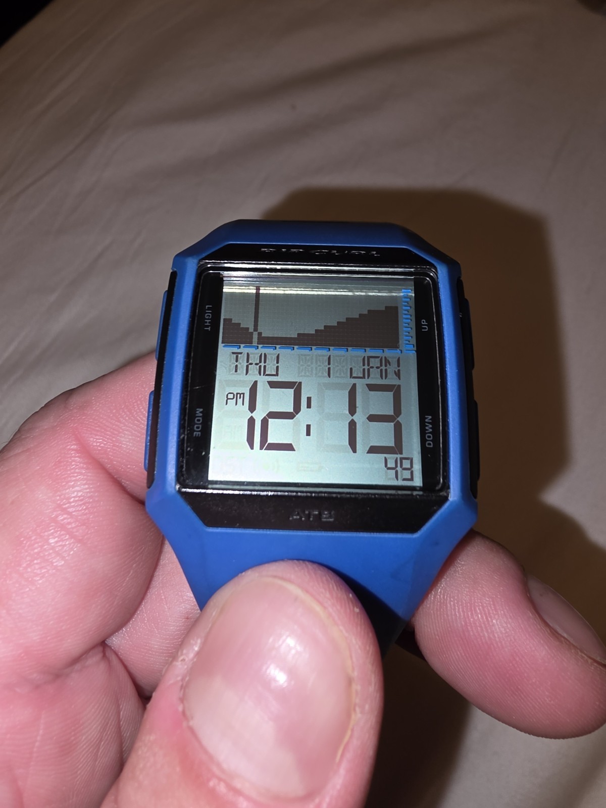 Rip Curl Tide Watch Blue Lcd Surf Great Condition A1119 New Battery. Awesome