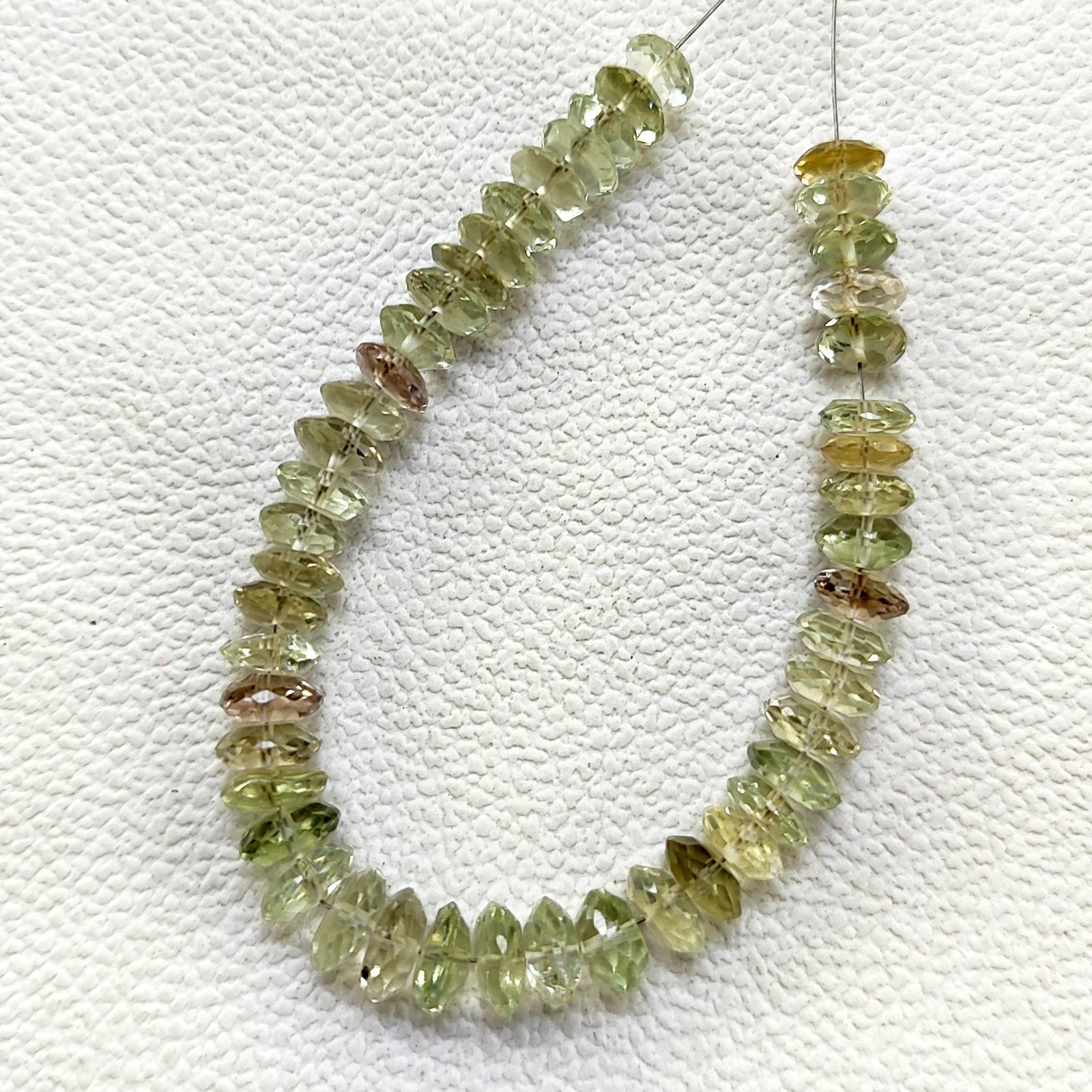 Brazil Green Amethyst Prasiolite Faceted Rondelle Beads 7-8mm 6″ Gem Strand