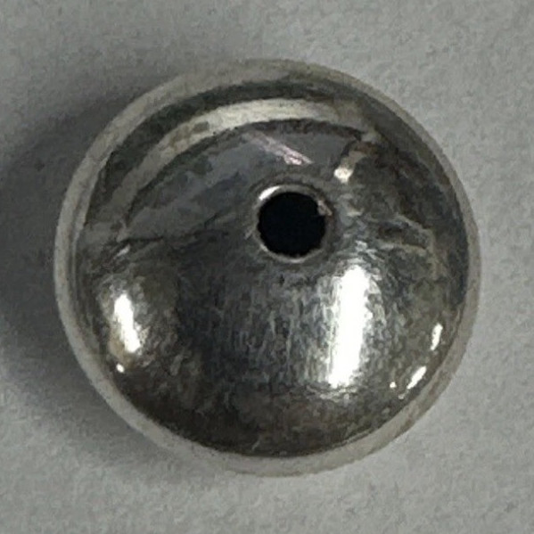 Sterling Silver flat Metal Round Spacer Bead 9.7mm x 5.2mm Smooth 1pc