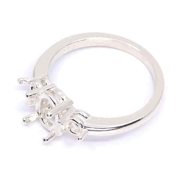 Oval 8x6mm Accented Pre-notched Ring Mounting
