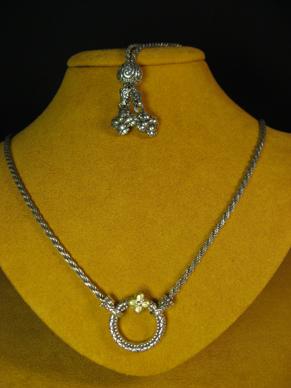 BARBARA BIXBY NECKLACE CHAIN 18″ ADJUSTABLE CIRCLE CONNECTOR FLOWER ROPE Gift