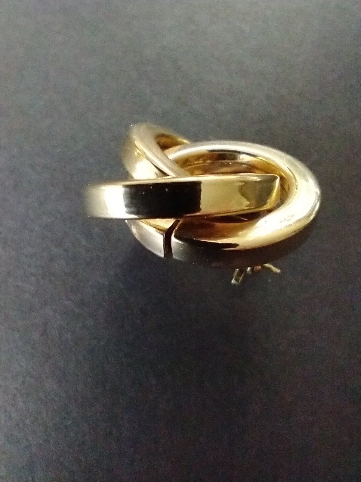 Three, Entwined, Gold Circles, Pin, Broach, Jewelry, Women, Dress, Formal